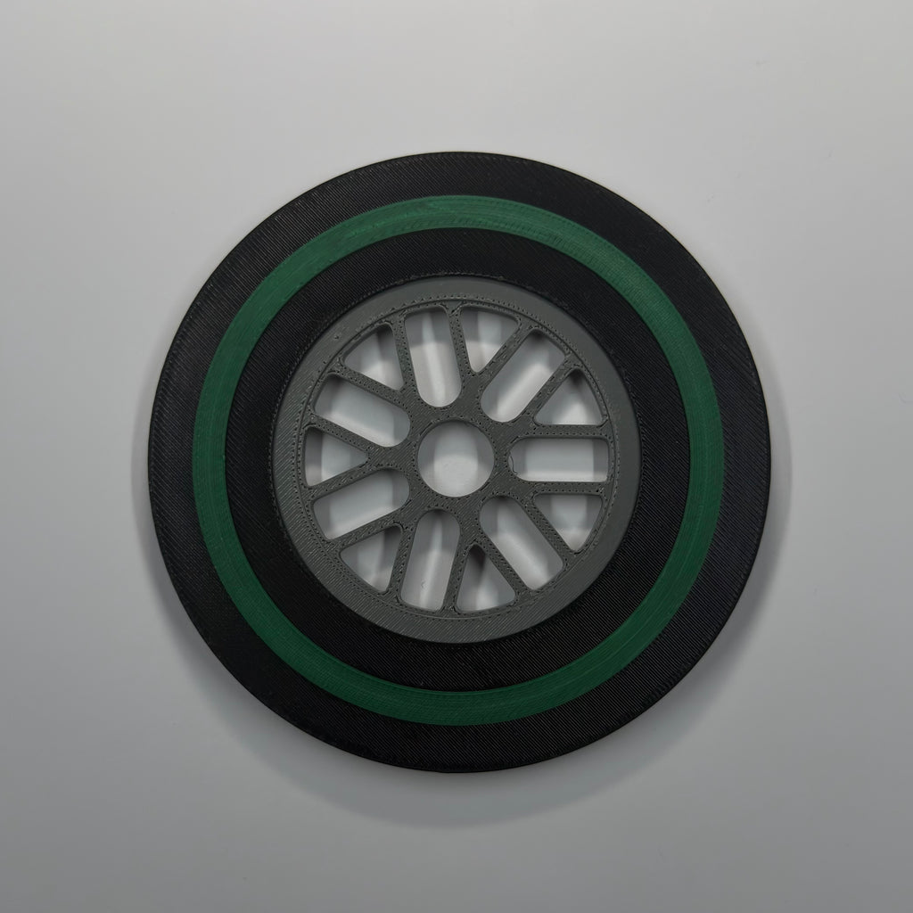F1 Tyre Drinks Coaster, Green (Intermediate)