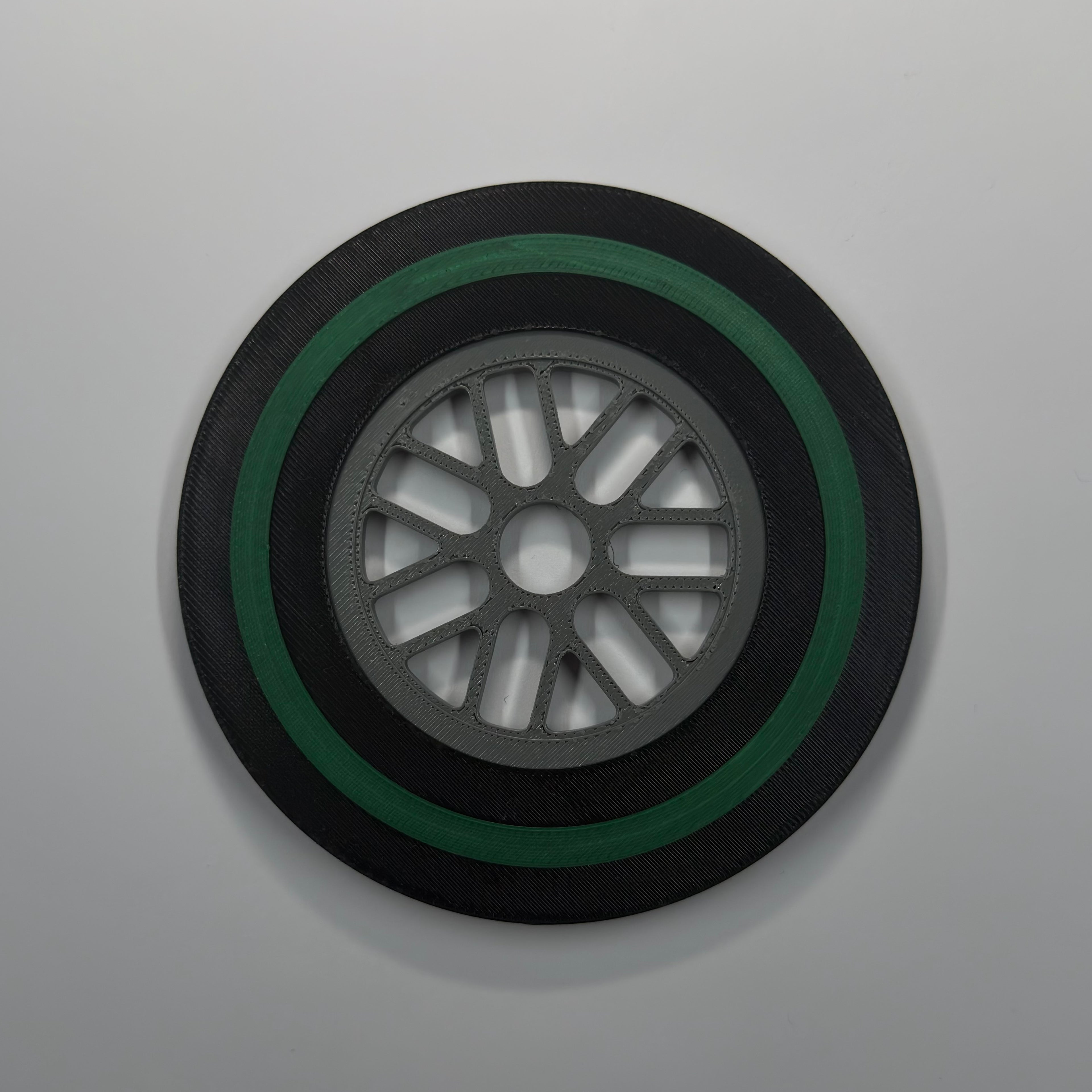 F1 Tyre Drinks Coaster, Green (Intermediate)