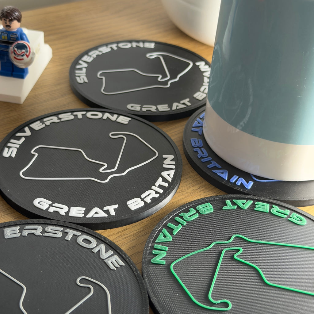 Silverstone Great Britain Drinks Coaster, Circuit & Text Style
