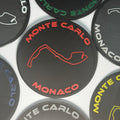 Monte Carlo, Monaco Drinks Coaster, Circuit & Text Style