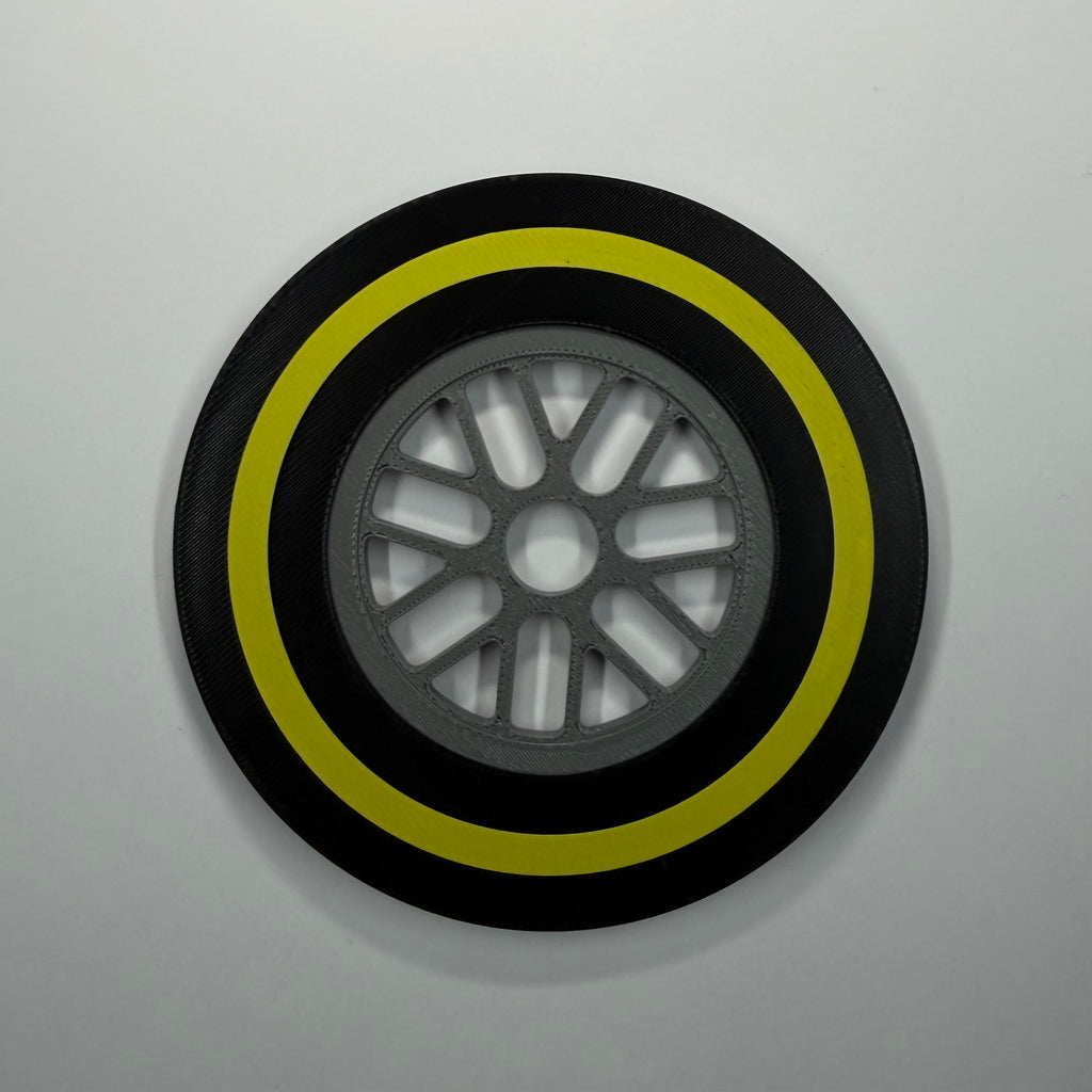 F1 Tyre Drinks Coaster, Yellow (Medium)