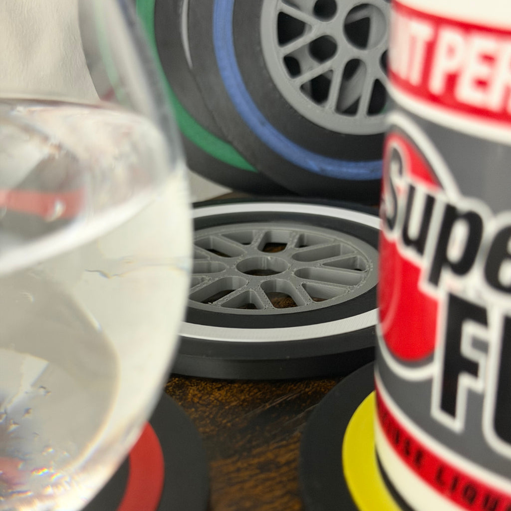 F1 Tyre Drinks Coasters, Full Set